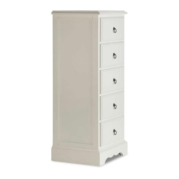 Statement Furniture Romance Tallboy 5 Drawer Narrow Chest of Drawers Assembled Bedroom Storage
