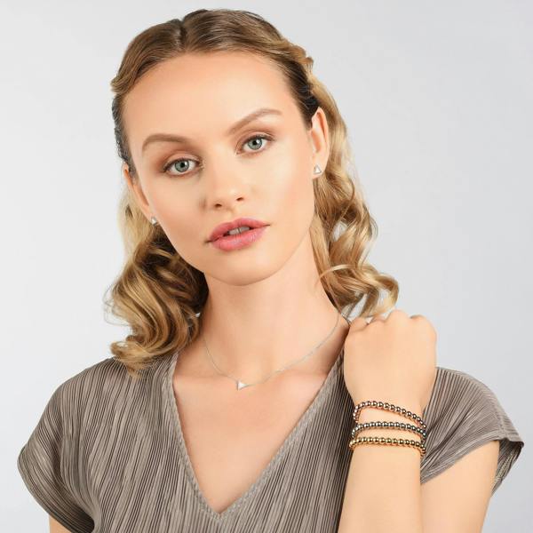 Gold Bracelet for Women with Metal Beads on Adjustable Black Cord - namana.london