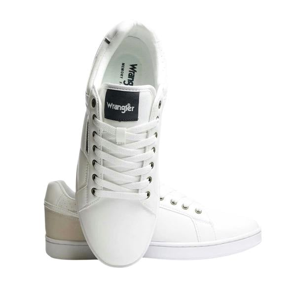 Wrangler Mens Kit Leather Flat Trainers - White - 