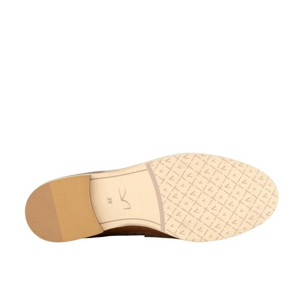 Embassy London Angelina - Tan & Cream - Women's leather almond toe penny loafer with broguing