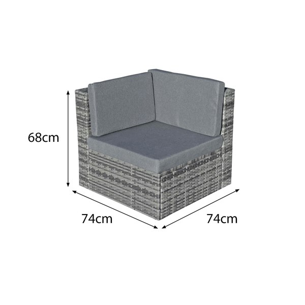 Oseasons Hampton KD Rattan 5 Seat Corner Lounge Set in Grey