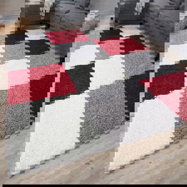 Myshaggy Geometric Red Rug