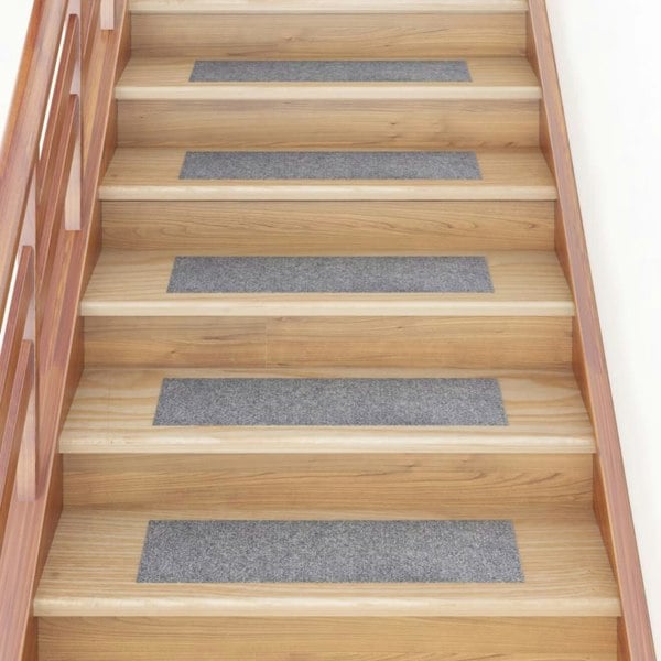 Berkfield Self-adhesive Stair Mats Rectangular 15 pcs 76x20 cm Light Grey