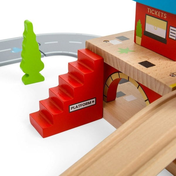 Bigjigs Rail Wooden London Overground Station - 5 Pieces (Trains Sold Separately)