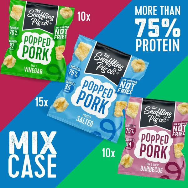 The Snaffling Pig Co Popped Pork - Mix Case | Air Popped Protein Snacks