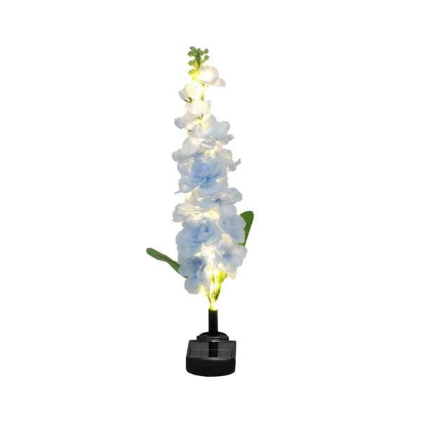 Gardenwize Blue Delphinium Solar Stake Light – 20 Warm White LED Garden Light