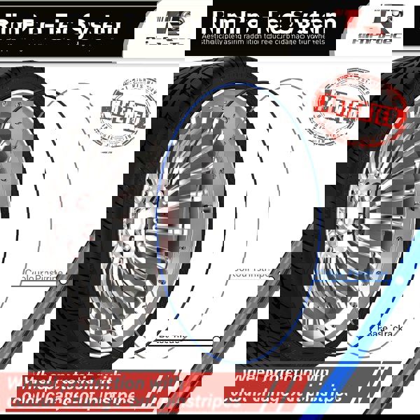 RimPro-Tec Group 4x Black Base's 4x Light Blue Pinstripe's / RimPro-Tec® Wheelbands™ car wheel styling kit