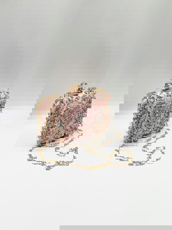 SVNX Embellished Heart Clutch Bag In Pink