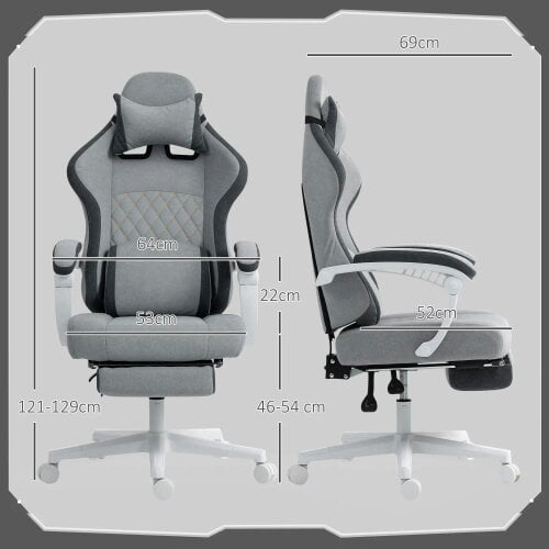 Bobobiy Ergonomic High Back Gaming Chair for Adults, Adjustable Height and 360° Swivel Seat or Gaming, Grey