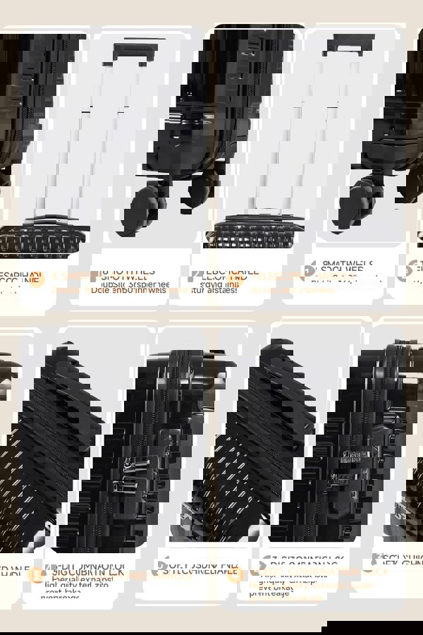 Living and Home Hardshell Rolling Luggage Trolley Travel Suitcase with Spinner Wheels