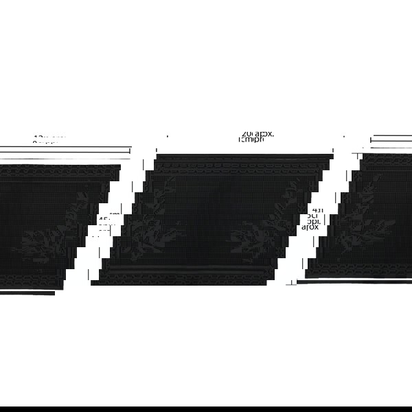 JVL Foliage Rubber Scraper Doormat and Patio Mat, Black