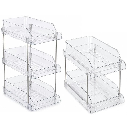 Havendro Clear Plastic Drawer Organizer CD DVD Storage Rack with Smooth Pull Out Drawers