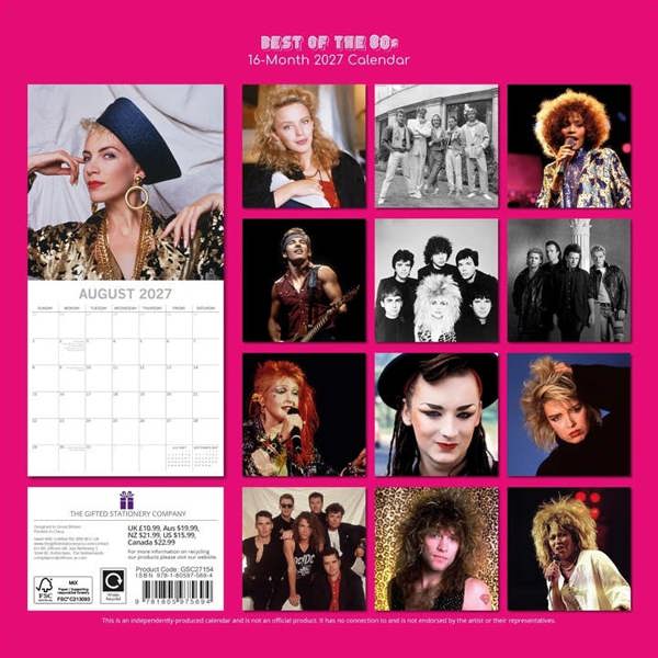 Best of the 80s Calendar 2027, Wall Calendars, Month To View, Entertainment, Gift