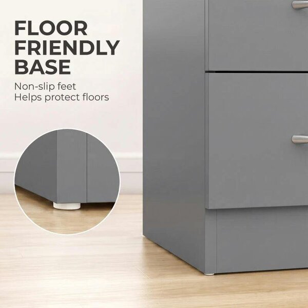Three-Drawer Simple Bedside Table - Grey