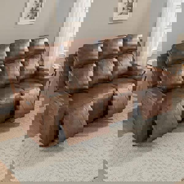 Furnishings For Less Barcino Leather Look Electric Reclining Sofa Suite 3 + 2 USB Charging