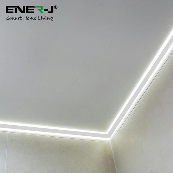 Ener-J 2m Gypsum LED Cove Light 45 Degreesâ Corner Aluminum Profile, White Finish
