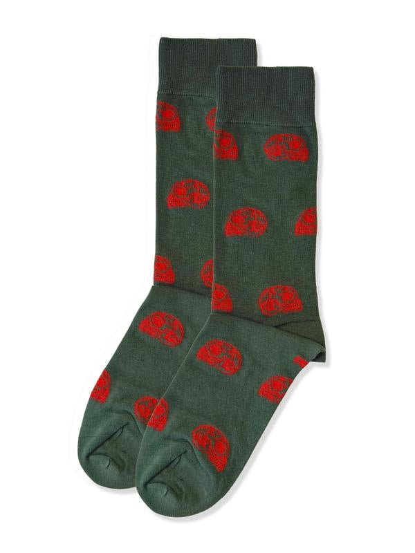 Jemsox Mexican Skulls (Army Green) Premium Pattern Socks | Cotton-Rich Socks by Jemsox