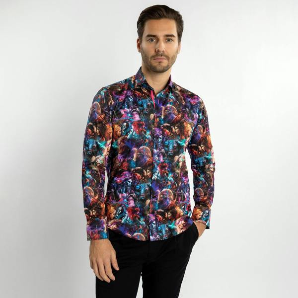 ZODIAC GUARDIANS PRINT SHIRT – Premium Men's Patterned Shirt by Claudio Lugli | Bold Design, Tailored Fit, Best Printed Shirts