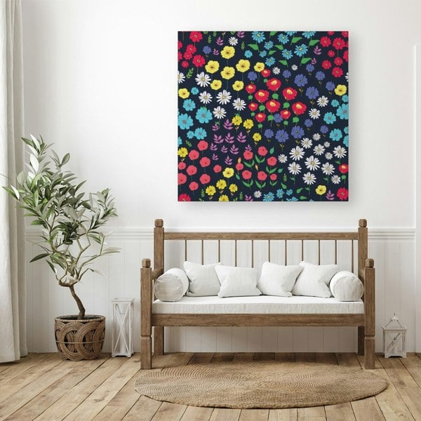 Warren Reed Multicoloured Flower Pattern Canvas