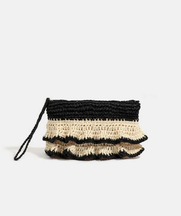 Pia Rossini Saffira - Straw Clutch Bag - Black