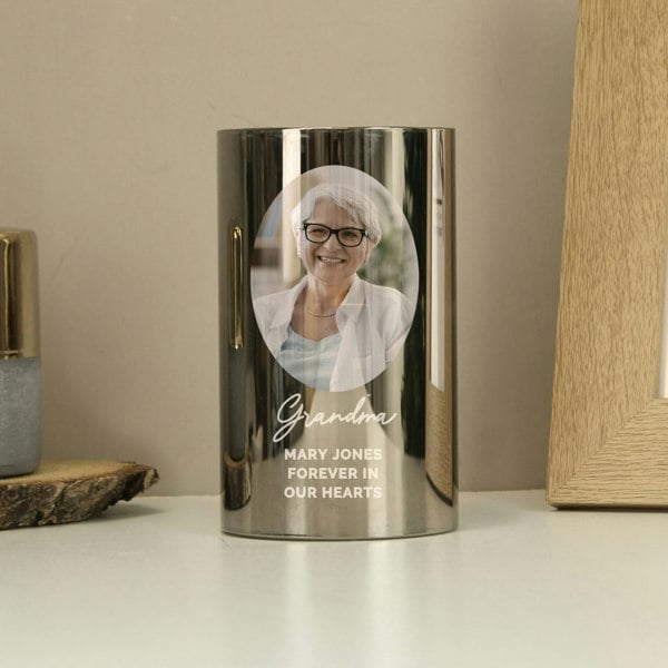 Personalised Memento Company Personalised Photo Upload Smoked Glass LED Candle