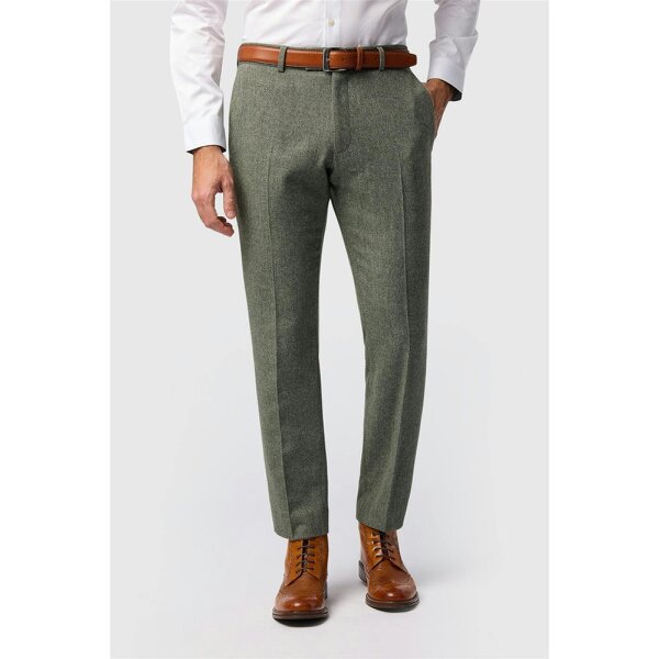 Antique Rogue Slim Fit Baxter Sage Herringbone Tweed Trouser