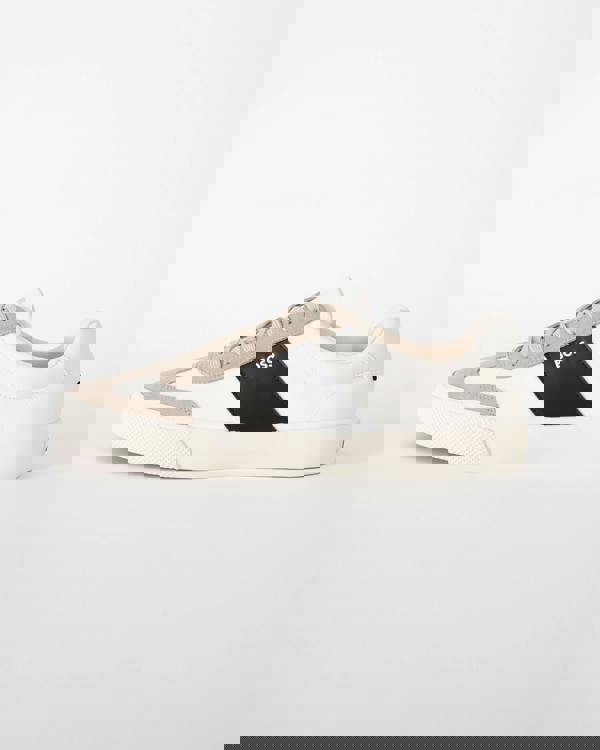 side shot of BOSS Orange Aiden_Tenn_sdnypu Mens Trainers in Light Beige