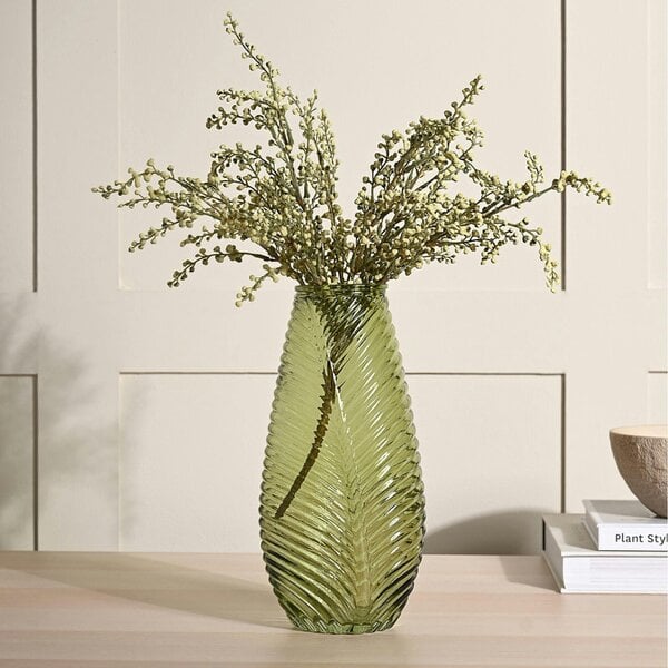 Hestia Green Ribbed Flute Vase