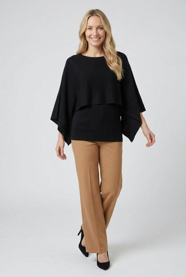 Izabel London Layered Batwing Relaxed Knit Top