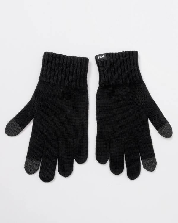 a pair of BOSS Orange Falco Mens Gloves in Black 001