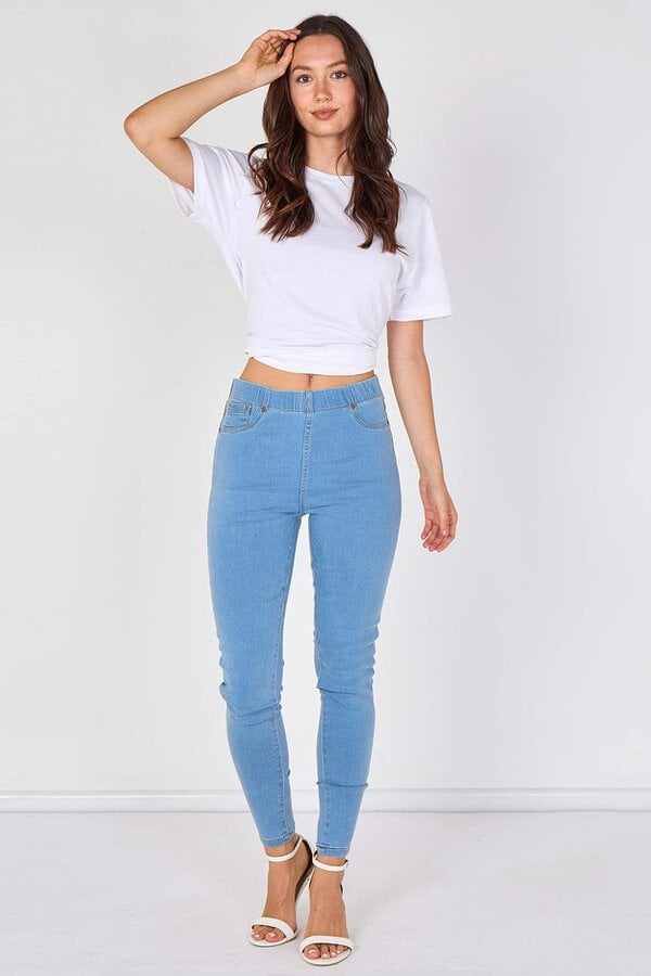 Elaina Fashion Light Wash Stretch Denim Jeggings