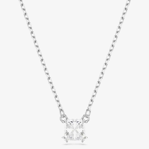 Swarovski Stilla Rhodium Plated Square Cubic Zirconia Necklace 5701903