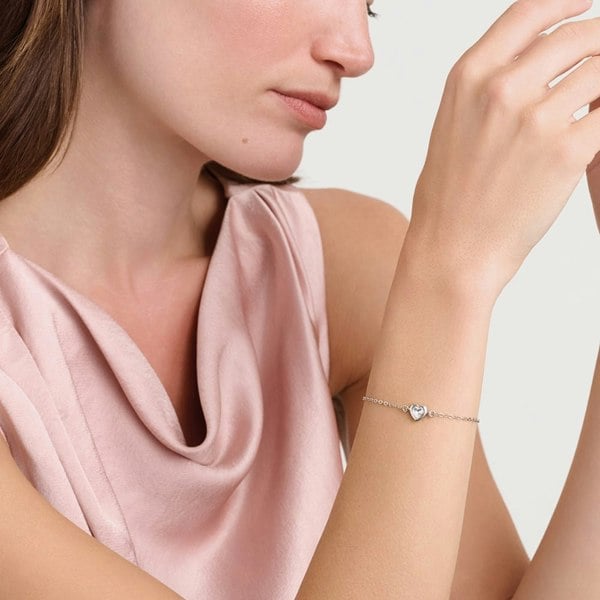 Ted Baker Hansa Silver Tone Crystal Heart Bracelet TBJ3178-01-02