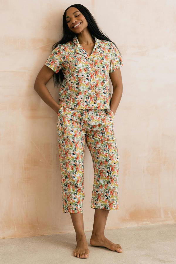 Lily & Me Mayflower Crop Pyjama Set White
