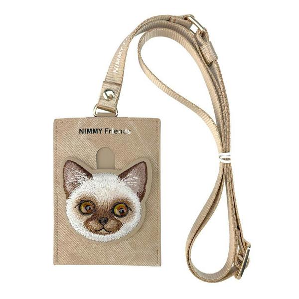 Nimmy Friends Nimmy Big Eye Cute Pet Siamese Cat Face Card Sleeve Holder Brown - N-XDY-KT-026
