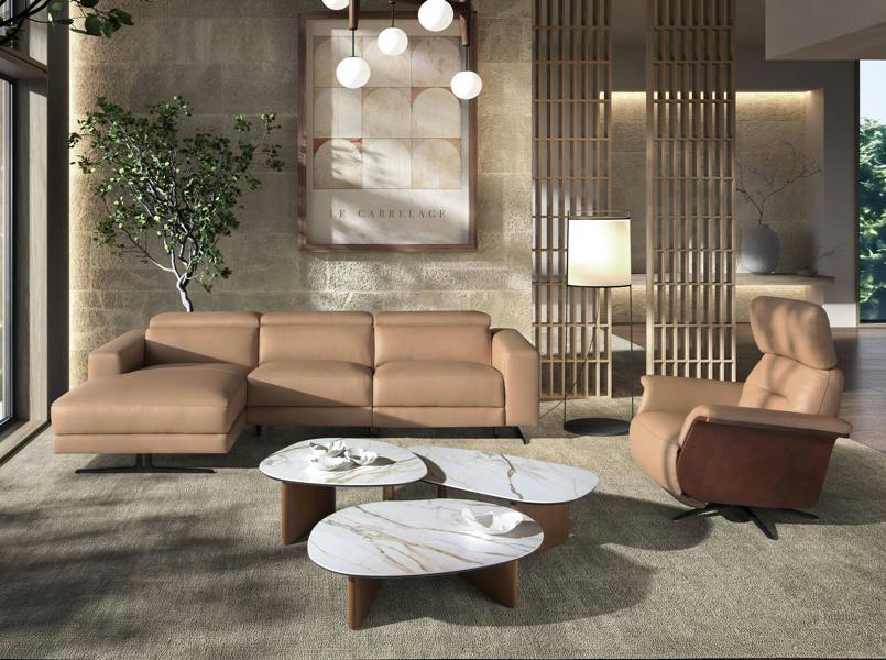 Angel Cerdá Brown leather chaise longue recliner sofa 6287/6286