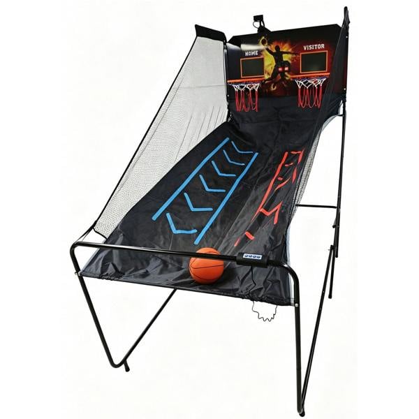 Gr8 Home Indoor Electronic Basketball Arcade Game Dual Hoop Folding with Electronic Scoreboard & Ball Set