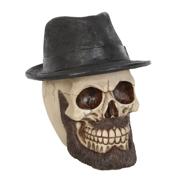Serano Skull Ornament with Trilby Hat
