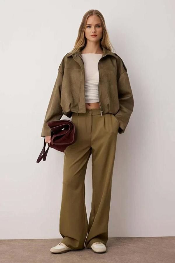 Hoxton Gal High-Waist Wide-Leg Pleated Woven Trousers