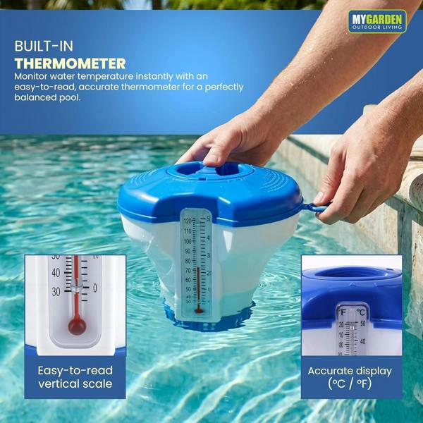 My Garden Outdoor Living My Garden Floating Pool Chlorine Dispenser with Built-In Thermometer - Adjustable Flow Chlorine Floater