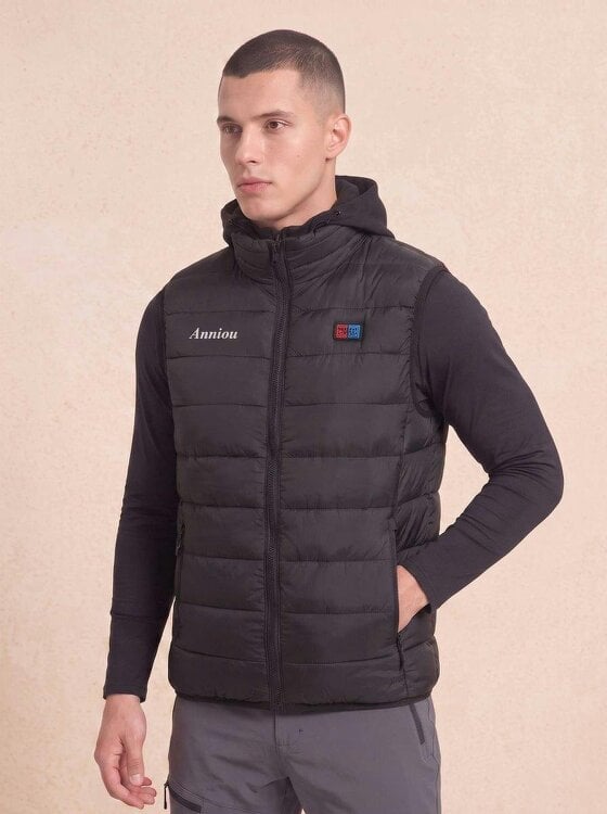 Anniou Men's Heated Puffer Vest - Black