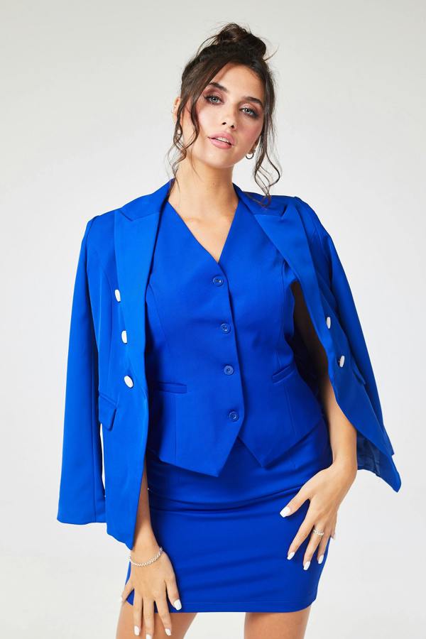 LuvForever Cobalt Blue 4-Piece Trouser Skirt Suit
