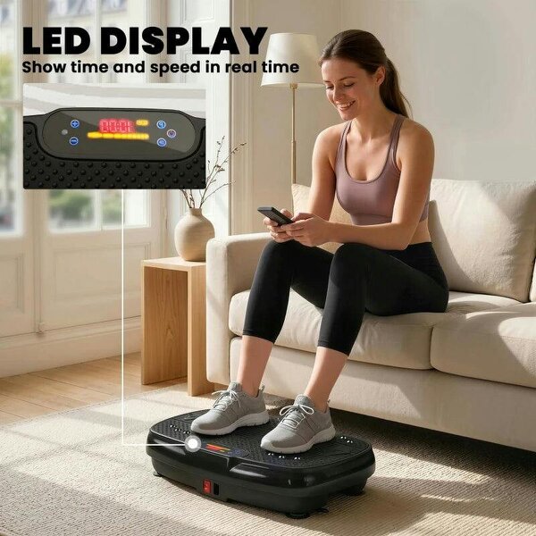 Vibration Plate Exercise Machine with 120 Speed Levels, 5 Programs, Quiet Vibrating Plate with Resistance Bands