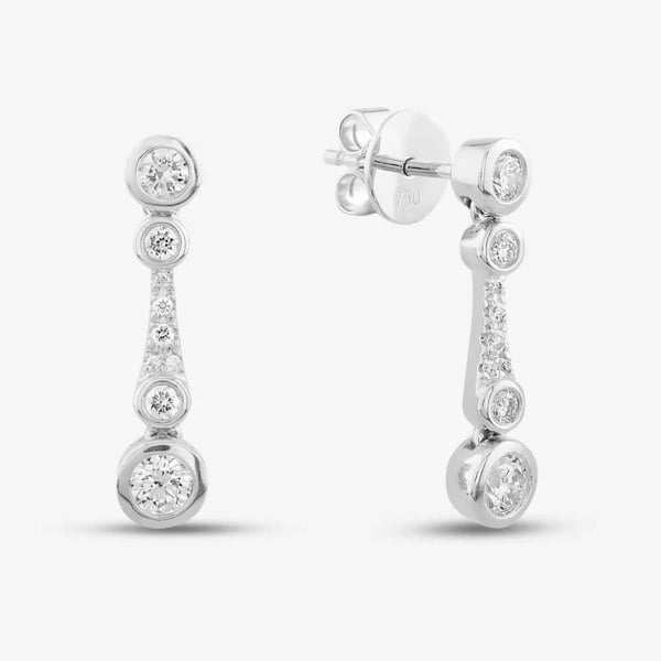 T. H. Baker 18ct White Gold Brilliant Cut Diamond Graduating Dropper Earrings LG250/EB-PR