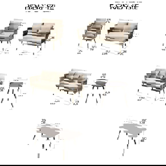 Kenneth Outdoor Sofa Set (Armchair x 2 + Sofa + Coffee Table)-Rit Concept-Rit Concept