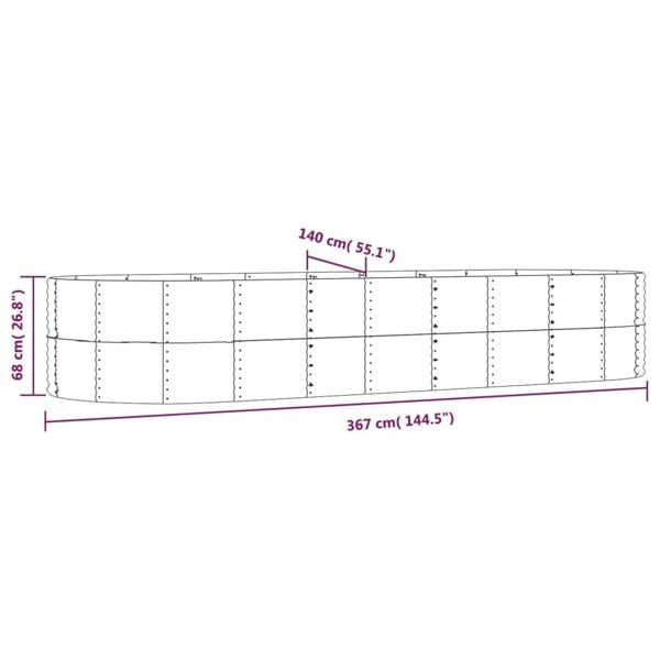 Berkfield Garden Raised Bed Grey 367x140x68 cm Powder-coated Steel