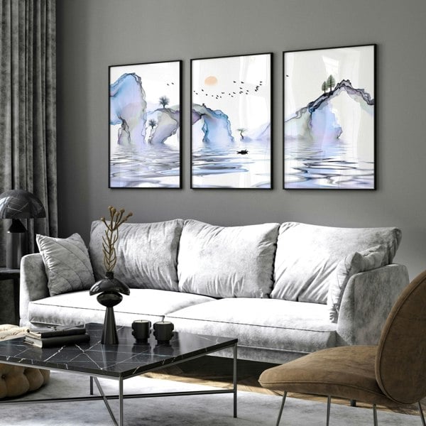 Japanese wall mural | set of 3 framed wall art