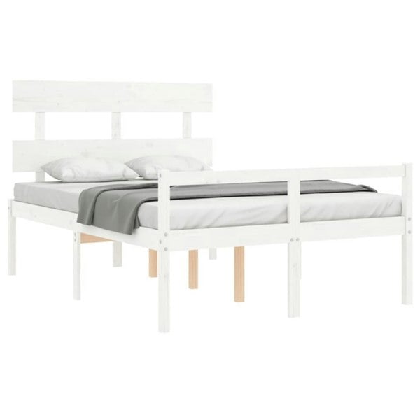 Berkfield Bed Frame with Headboard White 120x200 cm Solid Wood