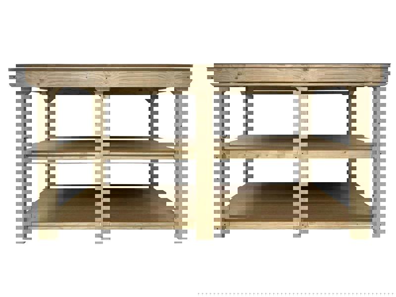 Arbor Garden Solutions Wooden Workbench MDF Top Depth-3ft With Double Shelf