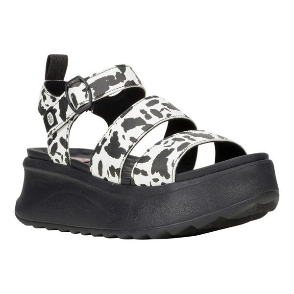 HEYDUDE Delray Buckle Animal Polyester Women's Black/White Sandals